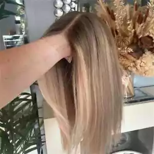 Short Ombre Ash Blonde Highlight Lace Front Wigs Remy Human Hair Wig Pre Plucked - Picture 1 of 7