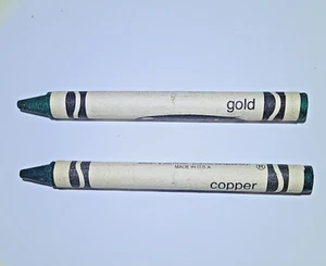 Gold and Copper Crayola Crayon Retired Formula Bronze Oxidized Vintage - Picture 1 of 2