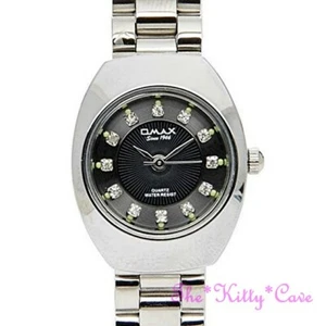 Reloj de vestir de lujo de diseñador suizo OMAX, Seiko Movt plateado y negro cristal WP3900 - Imagen 1 de 7