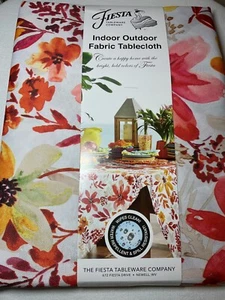 FIESTA  INDOOR OUTDOOR FABRIC 60 X 102 TABLECLOTH RED GOLD 100% POLYESTER  NIP - Picture 1 of 1
