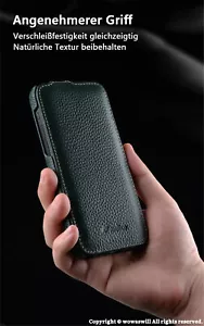 Echt Leder Klapphülle Vertikal Flip Case Handy Tasche Schutz Hülle für iPhone - Bild 1 von 19