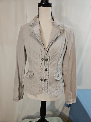 White House Black Market Corduroy Stretch Satin Ribbon Trim  Gray Jacket Sz  4 - Image 1 of 4