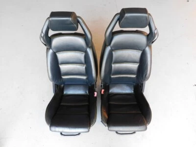 Lamborghini Gallardo 2004 Black Leather Seats Pair Yellow Stitch J112 - image 1 of 4