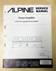 Vintage Alpine Power Amplifier 3512 Service Manual - Picture 1 of 3