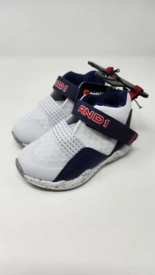 AND1 Zapatillas Deportivas de Tenis de caña alta para Niños Pequeños Talla 5 Blanco Azul Nuevas Foto 1 de 2