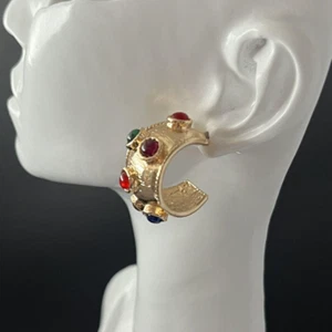 Pendientes de medio aro oro multicolor perforados gruesos - Imagen 1 de 6
