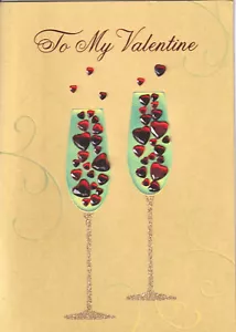 PAPYRUS SAN VALENTINES CARD NIP MSRP $6,95 CHAMPAGNE BICCHIERI CARD (N17) - Foto 1 di 3