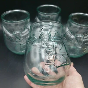 San Miguel Snowman 100% Recycled Drinking Glass Goblet Wine Stemless Clear Set 4 - Picture 1 of 12