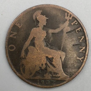 Great Britain One Penny 1902 Bronze Coin King Edward VII Britannia (C11) - Picture 1 of 4