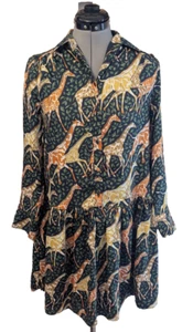 J.Crew Giraffe Shirt Dress Size XXS Cute Ruffled Preppy Fun Unique NWT - Picture 1 of 9