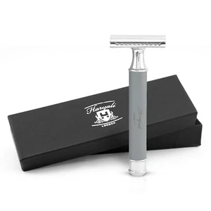 Safety Razor with Double Blade for Men and Women, Smooth Metal Handle, Gray - Picture 1 of 9