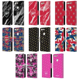 OFFICIAL ARSENAL FC CREST PATTERNS LEATHER BOOK CASE FOR GOOGLE PHONES - Picture 1 of 14