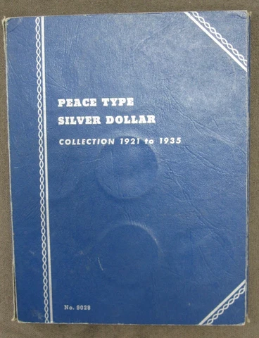 1921-1935 PDS Peace Silver Dollar Almost Complete Set in Vintage Whitman Folder Cover