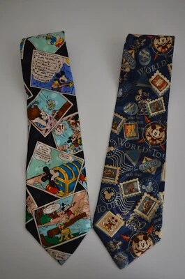 Набор из 2 винтажных Disney World Mickey Mouse Pluto Inc. Шелковые галстуки - Изображение 1 из 4