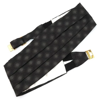 HERMES Paris Negro y Plata Gris 100% Seda Cummerbund 5" Alto, Ajustable a 38" Foto 1 de 4