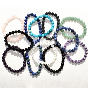 12 x aufgeladene natürliche Edelstein 8 mm Armbänder + Edelstahlkette + Selenit - Bild 1 von 6
