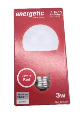 Energetic LED A19 medium base 3 watt equivalent Bulb - Red {C6} - Image 1 of 4