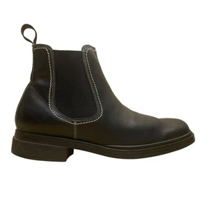 Donald J Pliner Herren Schwarz Leder Genäht Eckige Zehe Chelsea Stiefel Größe 9M - Bild 1 von 11