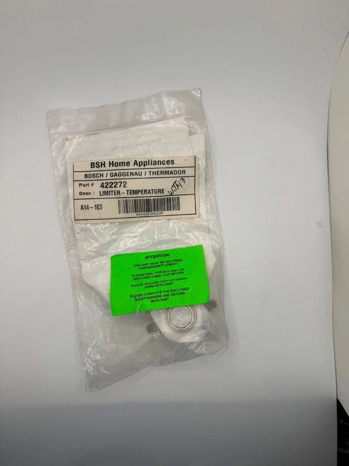 Bosch 00422272 Limitador de Temperatura, OEM Termostato de Límite Alto Secadora de Restablecimiento Manual Foto 1 de 1