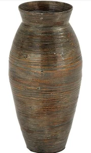 Bamboo Wood Decorative Vase Textured Centerpiece Vase with Lacquer, Vase for ... - Picture 1 of 2