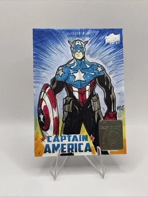 Captain America Marvel 1/1 Sketch 2016 Upper Deck By Marco Carrillo - Image 1 of 4