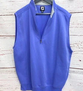 Footjoy Pullover Vest Blue 1/4 Zip Golf Polyester White Lined Collar Mens Large - Picture 1 of 11