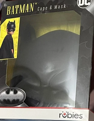 DC BATMAN Cape & Mask Set By Rubies Child's Small NEW SEALED! - Image 1 of 3