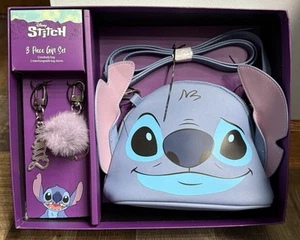 Disney Stitch 3 Piece Gift Set Crossbody Bag & 2 Interchangeable Bag Charms NEW - Picture 1 of 4