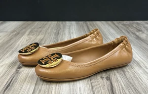 Tory Burch Minnie Reise-Ballerinas mit Logo royal hellbraun/gold Damen 5 – NEU - Bild 1 von 13