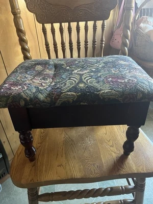 Vintage Padded Footstool/ottoman With Storage 15x11x9 - Image 1 of 4