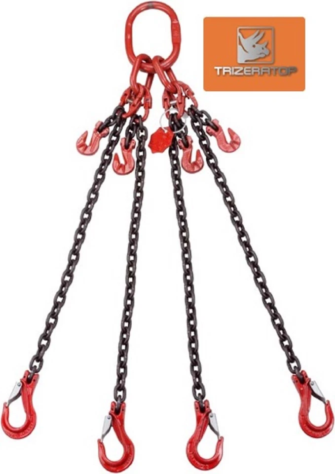 TRIZERATOP Anschlagkette Kettengehänge 4 Strang 10mm Kette mit Gabelkopfhaken Tragkraft 670