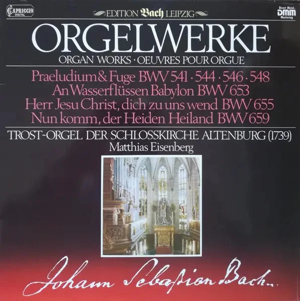 J. S. Bach Orgelwerke GATEFOLD +INSERT NEAR MINT Capriccio Vinyl LP - Bild 1 von 1