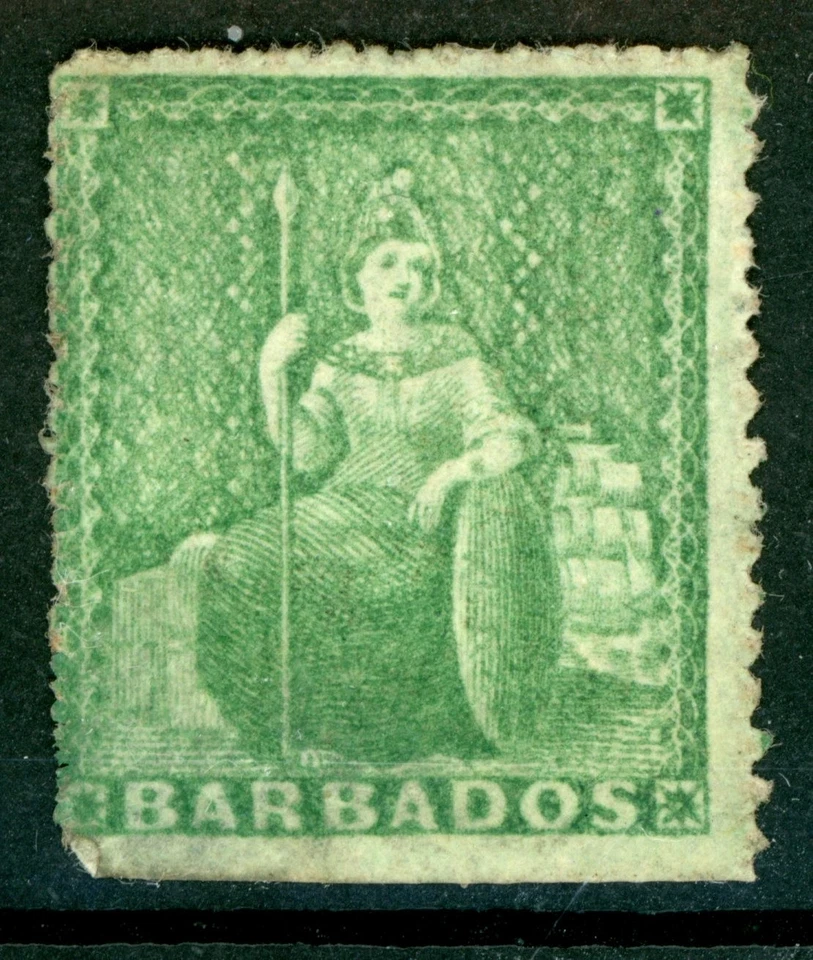 Barbados 1861 British QV ½p Green Perf 14 Scott #15 Unused K271 ⭐⭐⭐⭐⭐⭐ - Image 1 of 4