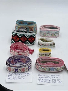 Lot 10+ Yd Vintage Jacquard Embroidered Ribbon Trim Variety Floral Butterfly Geo - Picture 1 of 1