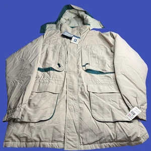 New Vintage Woolrich Parka Jacket Mens XL Long Tan Hooded Pockets Zip Button - Picture 1 of 19