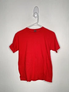 Gildan Tee Shirt Boys Size Large 14-16 Solid Red Short Sleeve Crew Neck Cotton - Picture 1 of 4