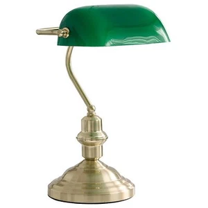 Bankerleuchte Tischlampe Tischleuchte Messing poliert Glasschirm grün Globo - Bild 1 von 1