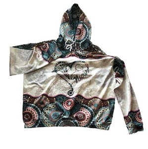 Golden Teal Mandala Hoodie Festival NURSE Sweatshirt Jacket Pullover Men 2XL 122 - Picture 1 of 13