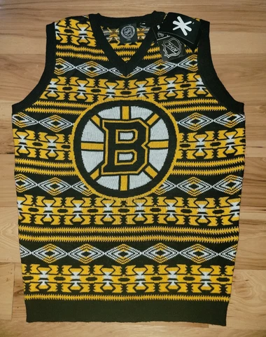 NWT Boston Bruins Foco Klew NHL Sweater Vest Ugly Christmas Sz. Medium Cover