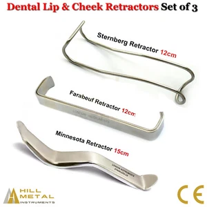 Set Of 3 Dental Lip Cheek Mouth Opener Retractors Sternberg Minnesota Retractors - Picture 1 of 7