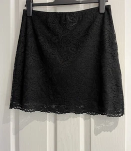 BAY Black Lace Overlay Short Mini Skirt Size 12 VGC Y2K 00s - Picture 1 of 8