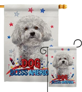 Patriotic Bichon Frise Garden Flag Animals Dog Decorative Gift Yard House Banner - Picture 1 of 19