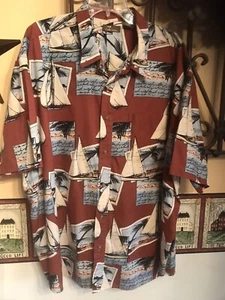 Camisa Cafe Luna para Hombre 3XL Velero Hawaiana Isla de Hawai con Botones Mangas Cortas - Imagen 1 de 7