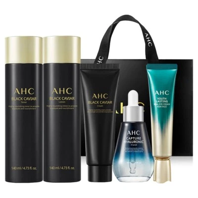 Korean Beauty AHC Black Caviar Youth Ritual Skincare 5-Piece Set - Image 1 of 4
