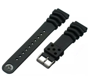 Genuine SEIKO Z22 22mm Black Wave PU Rubber Diver Diver's Strap Band - Picture 1 of 3