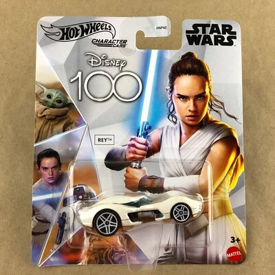 Hot Wheels Character Cars Disney 100 Star Wars Rey White 1:64 Diecast 2023 - Image 1 of 4