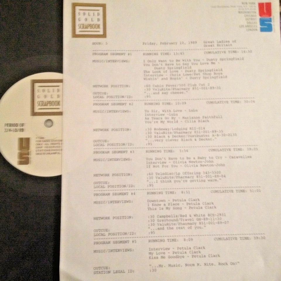 2/10/89 SOLID GOLD SCRAPBOOK'S ENGLISH LADIES: OLIVIA NEWTON-JOHN, PETULA CLARK - Image 1 of 1