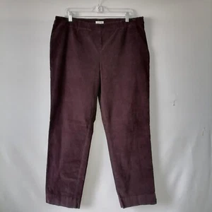J. Jill Womens Dark Purple Mid Rise Flat Front Corduroy Ankle Pants Size 16 - Picture 1 of 8