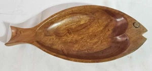 Ciotola in legno Kowoon Woodarts a forma di pesce piatto decorativo nautico lungo 12" - Foto 1 di 6