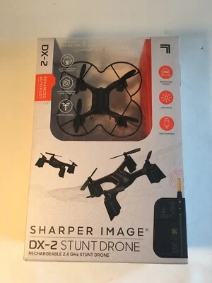 SHARPER IMAGE STUNT DRONE DX-2 RECHARGABLE  BLACK, Drone Quadcopter New/Sealed!! - Image 1 of 4
